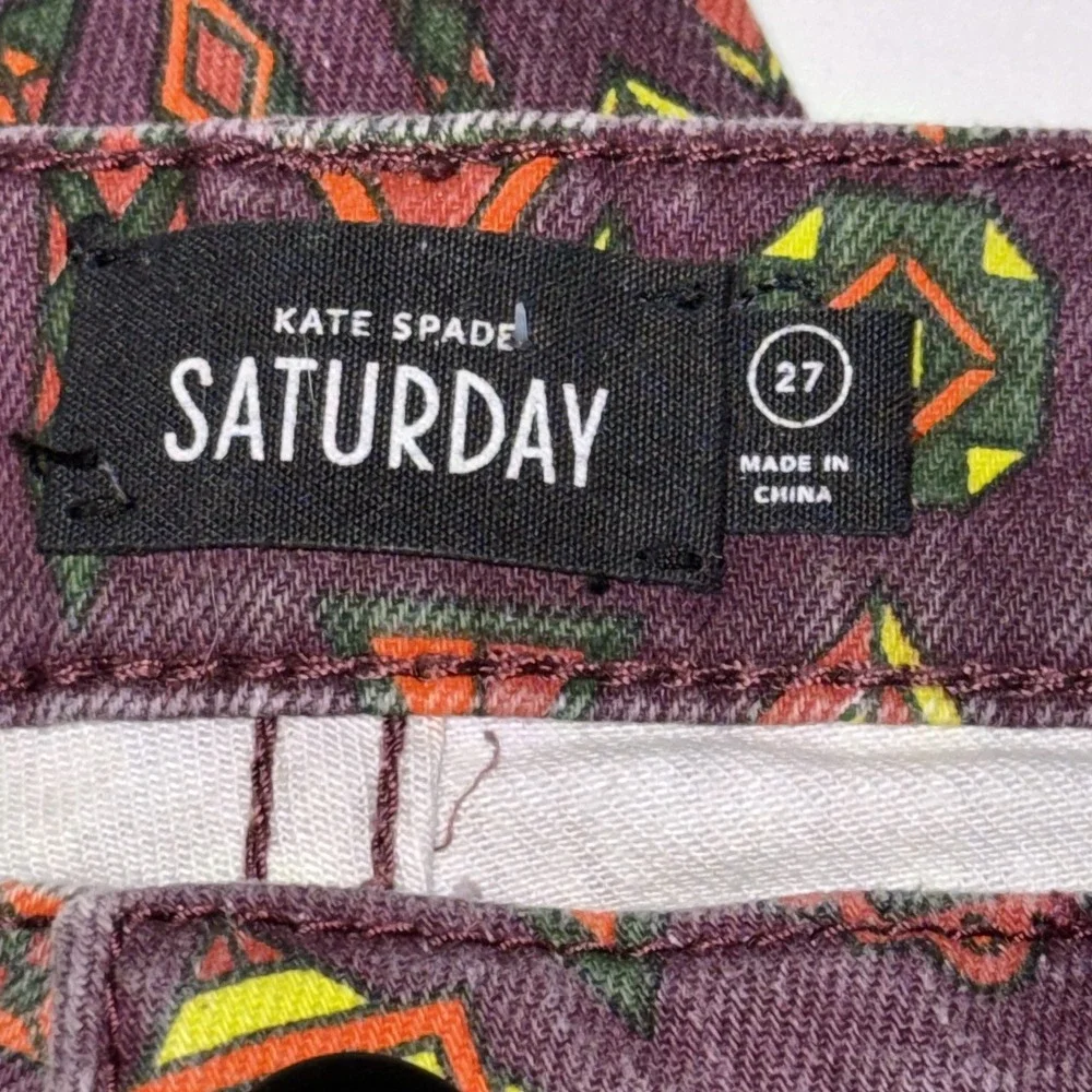 Kate Spade Saturday Atomic Colorful Skinny Denim Pants Size 27 Tribal Aztec Boho